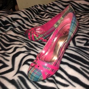 Pink Plaid Heels 9